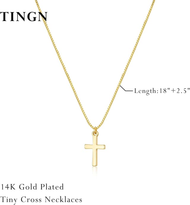 Thumbnail 4 de TINGN Kreuz Kette Gold Damen 14K