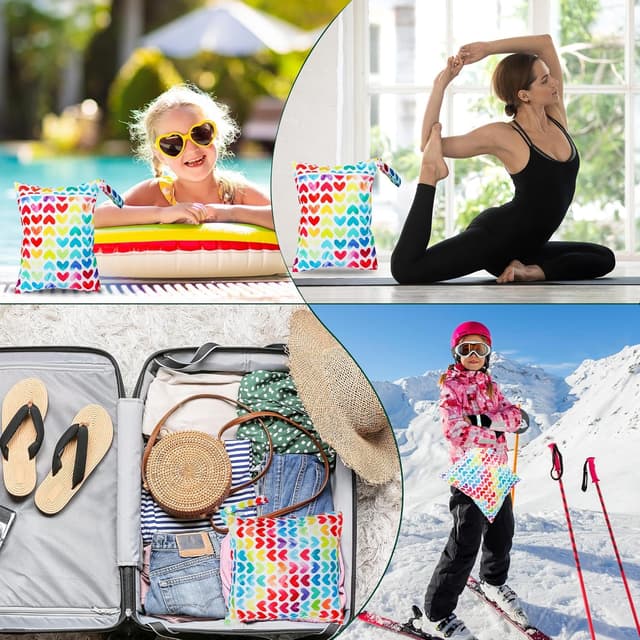 Thumbnail 6 de Rinfency 3er Wetbag-Set (groß) für Kindergarten, wasserdichte Nappy-/Bade-Taschen – rosa