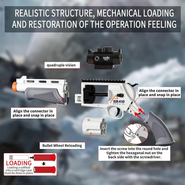 Detalle 2 de Grizzly Toy Guns for Boys Shotgun Foam Blaster (Enhanced Revolver) — Soft Bullet Blaster for Kids 8+