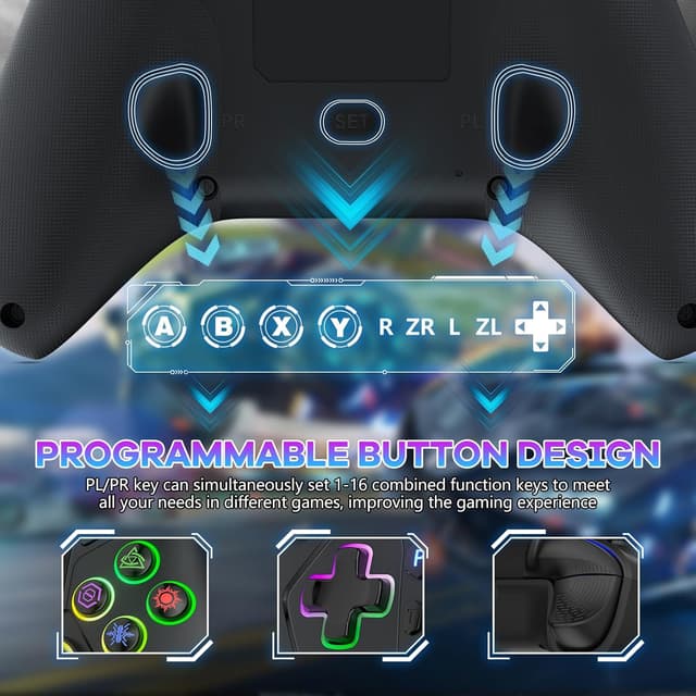 Thumbnail 4 de Lapezei RGB Wireless Controller für PS4/PS4 Pro/PS4 Slim und PC mit Bluetooth, Back Paddles, Turbo & 3,5-mm-Audio