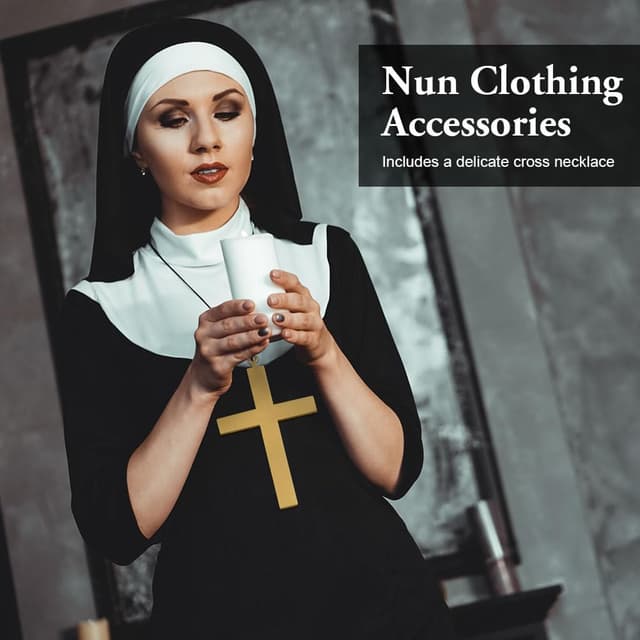 Thumbnail 2 de Aomig Nonnen Kostüm Damen 4‑teilig 🎭