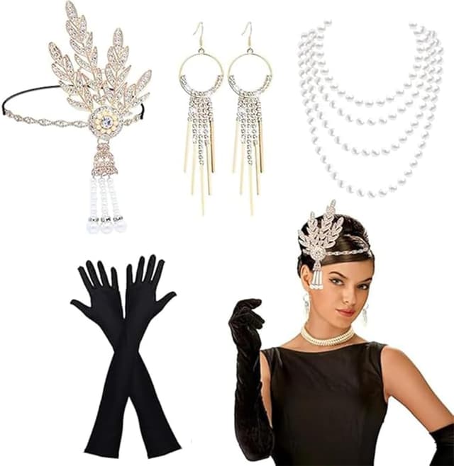 Detalle de Pecehom 1920s Flapper Accessories Set for Women 🎭