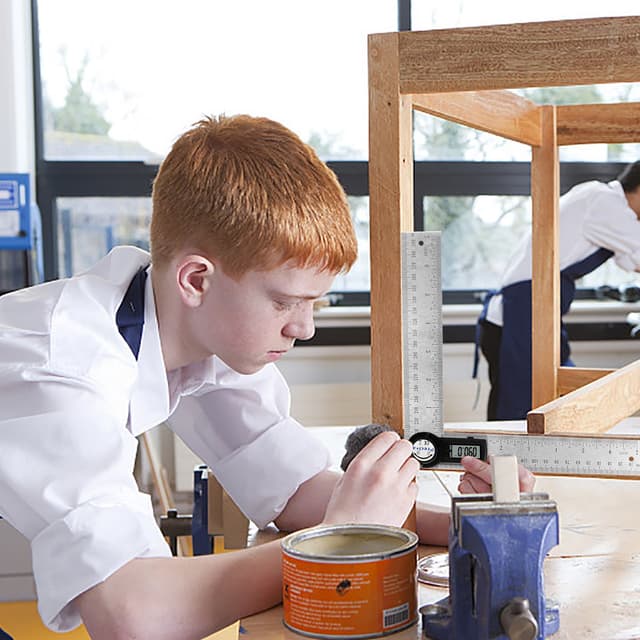 Detalle de Règle d’angle numérique Preciva Rapporteur (400 mm) : écran LCD, maintien et mesure 0–999,9°