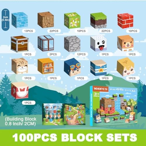 Thumbnail 2 de Crifeton Bloques Magneticos Construccion Niños 100 Piezas 2CM 3+ Magneticas,Juego Magnetic Blocks Tiles Construcción,Juguetes Montessori para Niños4 5 6 7 8 9 10 11 12Regalos de Cumpleaños para Niñas