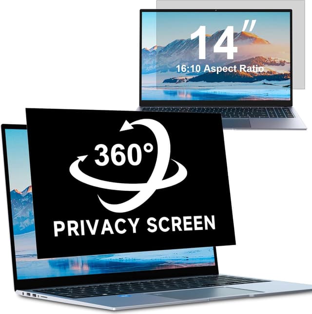 Detalle de ZOEGAA 4-way 360° Privacy Screen for 14-inch 16:10 Laptops (Removable, Anti-Glare & Blue Light)