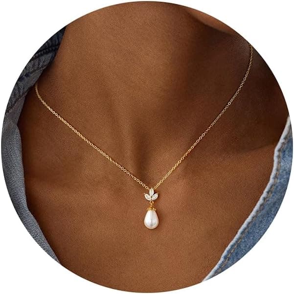 Detalle de TINGN Perlenkette Gold (14 Karat vergoldet) Damen – eleganter Choker mit Süßwasserperlen