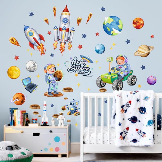 Thumbnail 3 de Supzone Outer Space Rockets Wall Stickers