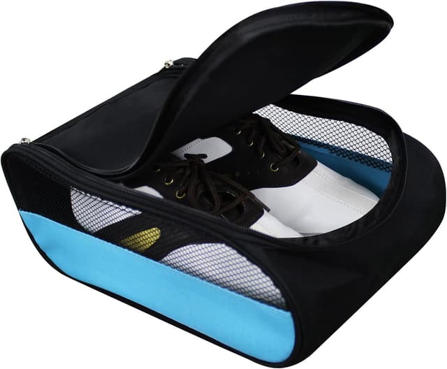 Detalle de Blue Golf Shoes Bag (Outdoor Travel, Zippered) – Waterproof & Breathable Carrier for Men and Women