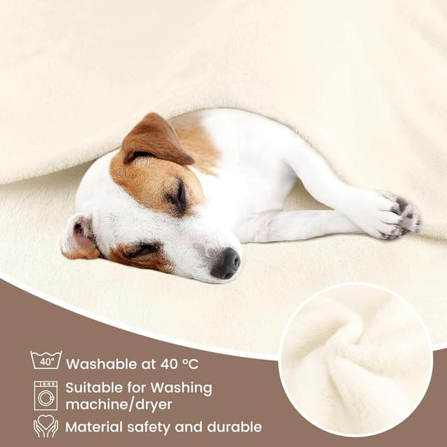 Detalle de berssen Plaid couverture polaire / flanelle en microfibre 200x230 cm, jeté de canapé beige et blanc