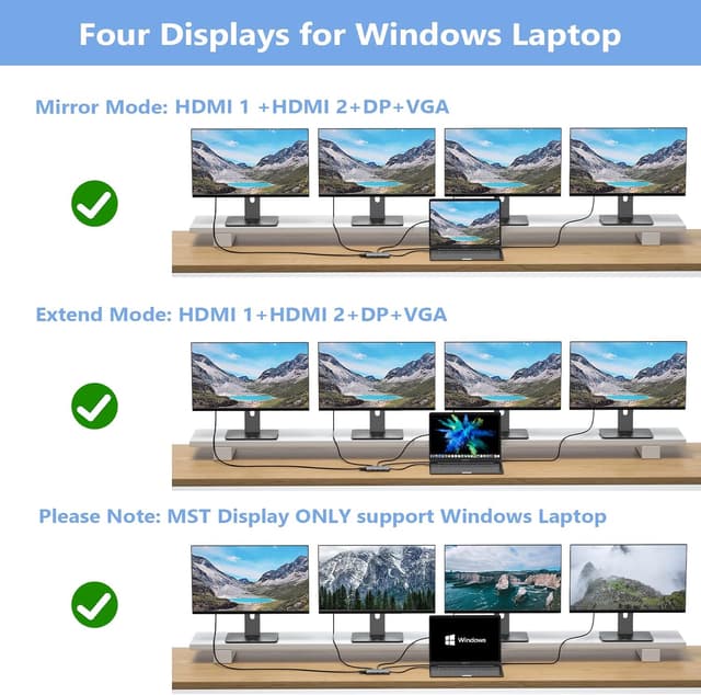 Thumbnail 4 de USB C Docking Station Dual Monitor Adapter 100W ⚡🖥