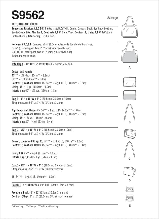 Detalle 2 de Simplicity SS9562OS – Sac fourre-tout, sacs et pochette (taille unique)