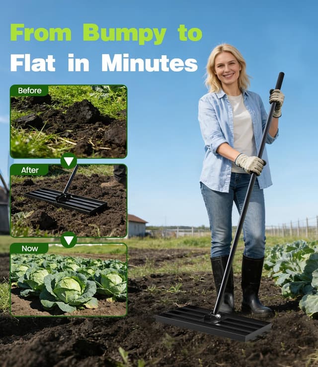 Detalle de DoXtreme Leveling Rake Rastrello Livellatore 2 in 1 per prato 210 x 43 x 30 cm