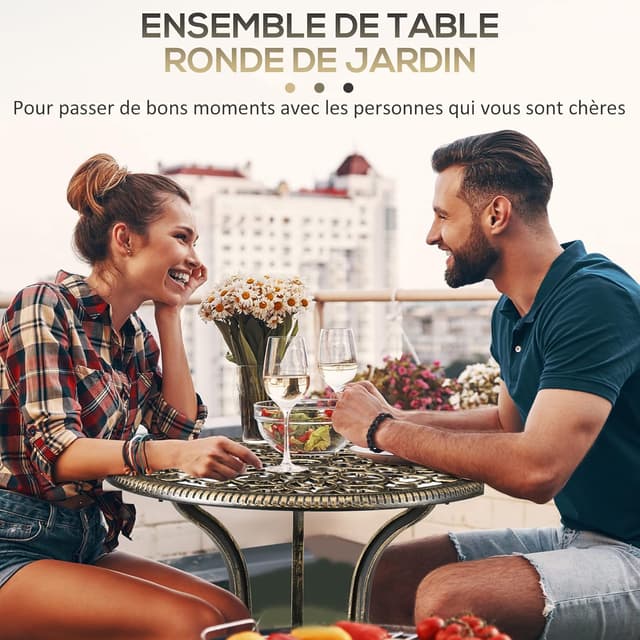 Thumbnail 4 de Outsunny Ensemble bistrot en aluminium 2 places
