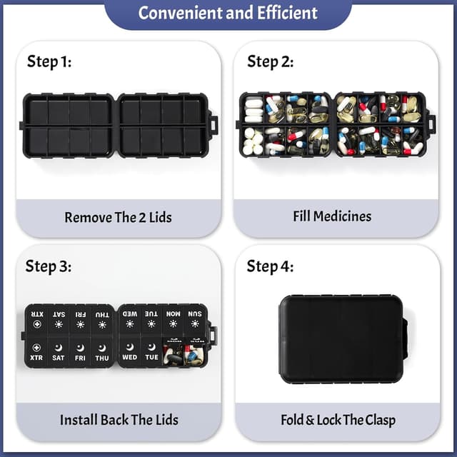 Thumbnail 5 de Foldable Weekly Pill Organizer 7-Day, 2x Daily ๐