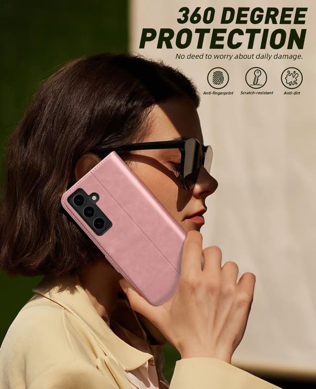 Thumbnail 6 de OCASE Handyhülle für Samsung Galaxy S24 5G – Premium Leder Flip Hülle mit Kartenfächern, Magnetverschluss und Standfunktion (Pink)