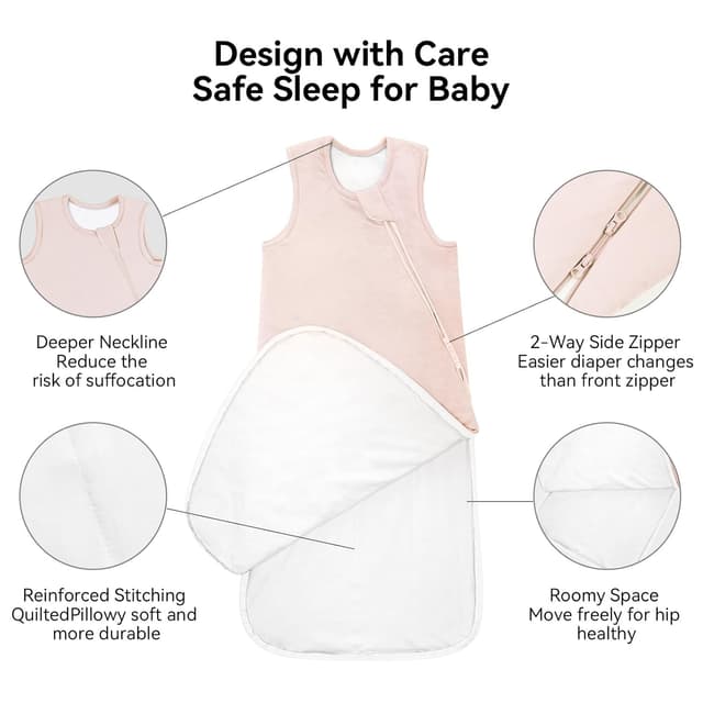 Detalle de BubblePanda Rayon Made from Bamboo Sleep Sack (6–12 Months, 0.5 Tog) with 2-Way Zipper