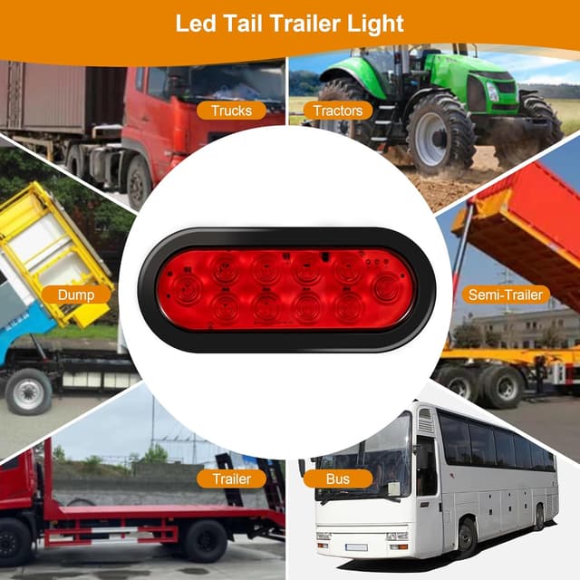 Thumbnail 5 de RUNHWEE 6-Inch Oval LED Trailer Lights Kit (2-Pack) with 10 LED Markers, Waterproof DOT-Compliant Red