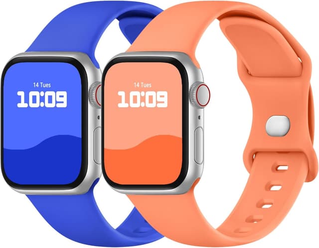 Detalle de Adepoy 2-Pack Soft Silicone Sport Strap for Apple Watch (compatible 49mm–38mm)