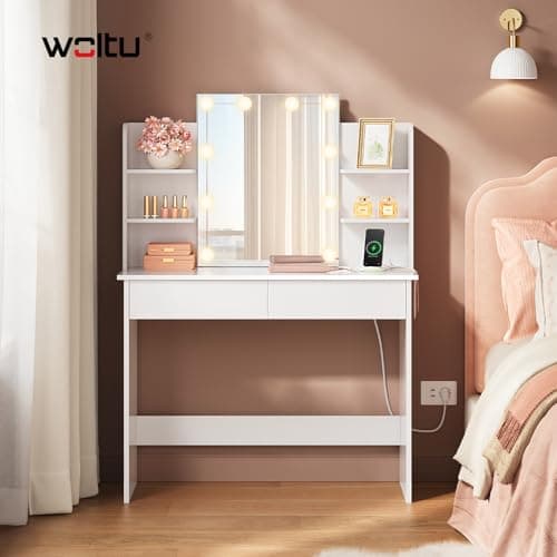 Detalle de WOLTU Tocador de Maquillaje con Luz y Espejo 💄