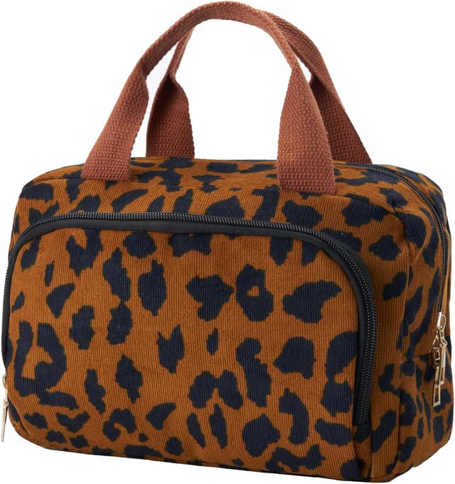 Detalle de Funtlend Kulturtasche für Damen aus Cord – Kulturbeutel/Kosmetiktasche zum Aufhängen (25 x 9 x 16 cm)