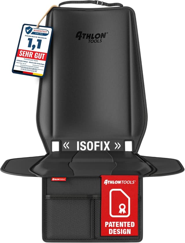 Detalle de ATHLON TOOLS Kindersitzunterlage Auto mit Seitenschutz – ISOFIX-kompatibel, dick gepolstert