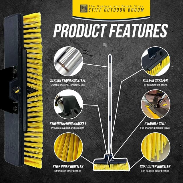 Thumbnail 3 de Heavy Duty Garden Broom 16" Stiff Brush