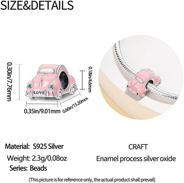 Detalle de KUNSIR Charm-Anhänger aus 925 Sterling Silber mit Zirkonia – kompatibel mit europäischen Armband- und Ketten-Charms (C16)