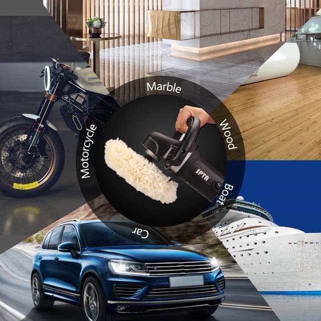 Detalle de SPTA 6" (150mm) 100% Natural Wool Polishing Pads (SPTA) — Hook & Loop Set, 4 pcs with 5/8-11 Backing Plate