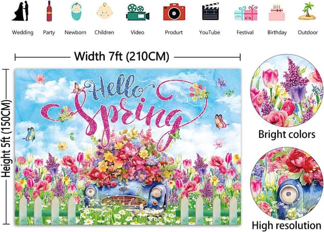 Detalle de Fotohintergrund Hello Spring 2,1 m x 1,5 m