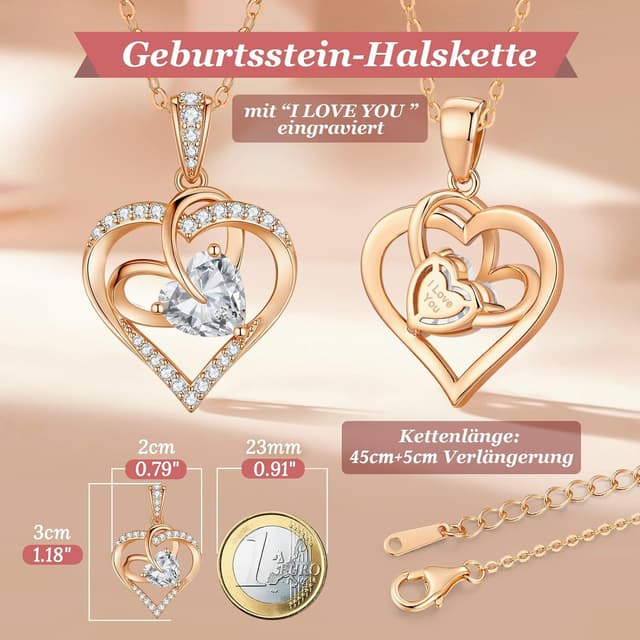 Detalle de Collier femme CDE double cœur infini avec pendentif cœur et zirconium