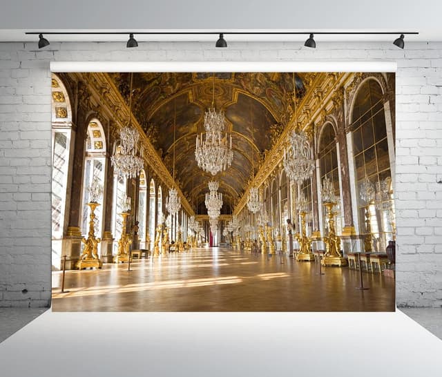 Detalle de BELECO 2.1 x 1.5m Royal Palace of Versailles Fabric Backdrop (Hall of Mirrors style) for photoshoots