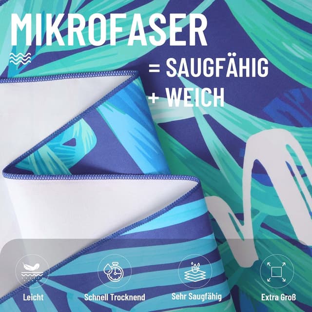 Detalle 2 de Pameil Telo Mare in microfibra 100x200 cm: asciugatura rapida, leggero e pratico per spiaggia e palestra