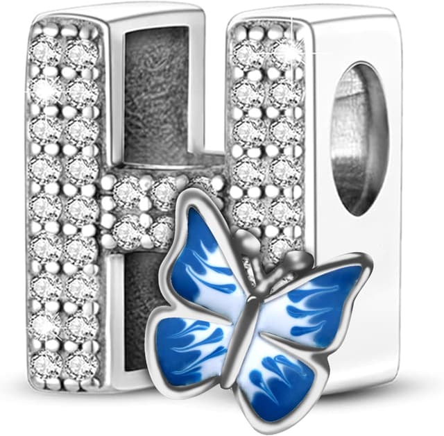 Detalle de FLUFLO Charm-Anhänger „A–Z“ aus 925 Sterling Silber mit Zirkonia – Buchstabe für Armband und Kette