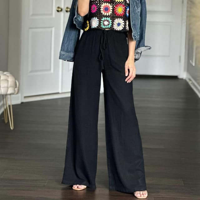 Detalle 2 de Duyang Cotton Linen Palazzo Pants