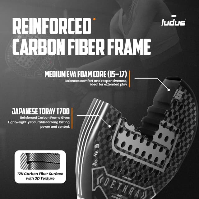 Detalle 2 de Racchetta da padel 12K in carbonio 360 g