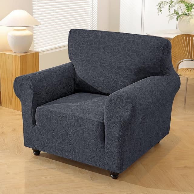 Detalle 2 de YSTELLAA copripoltrona / copridivano 1 posto con braccioli, elasticizzato antiscivolo e lavabile, grigio scuro