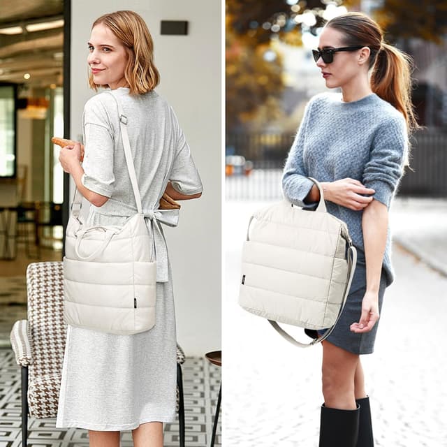 Detalle de KALIDI Quilted Totes Bag – puffer hobo tote with zip, water-resistant nylon and adjustable crossbody strap