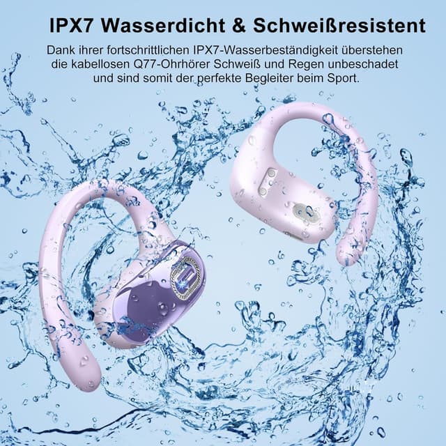 Thumbnail 6 de Open Ear Kopfhörer Bluetooth 5.4 mit Ohrhaken, 4 ENC-Mikrofonen und IPX7 (lila)