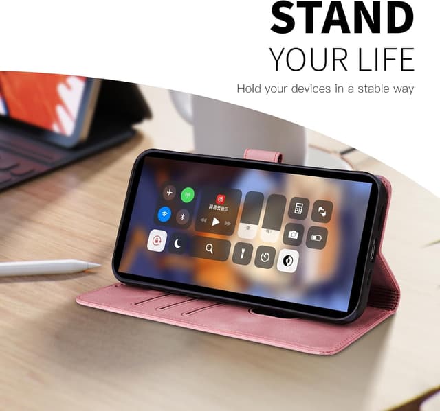 Detalle de Rostsant Handyhülle für Xiaomi Poco F6 Pro 5G (Löwenzahn) – PU-Leder Flip Case mit Magnetverschluss, Roségold