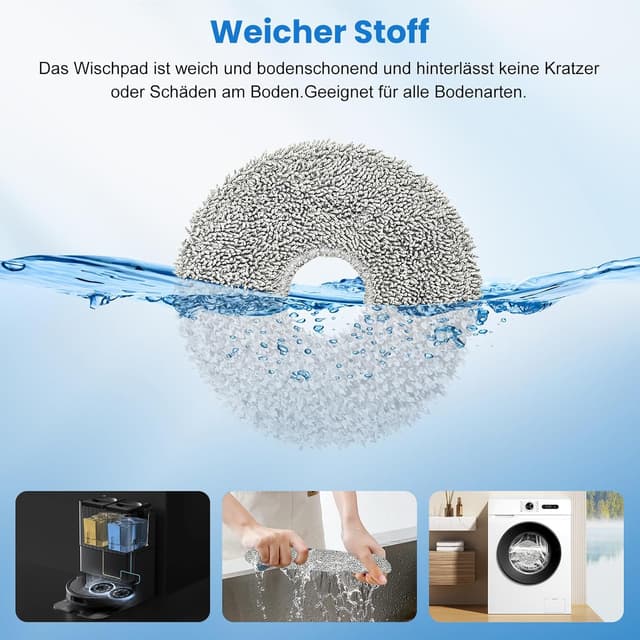 Detalle 2 de Pure Realm 6er Zubehörset für Roborock Wischpads – passend für Saros 10R & Q Revo Modelle