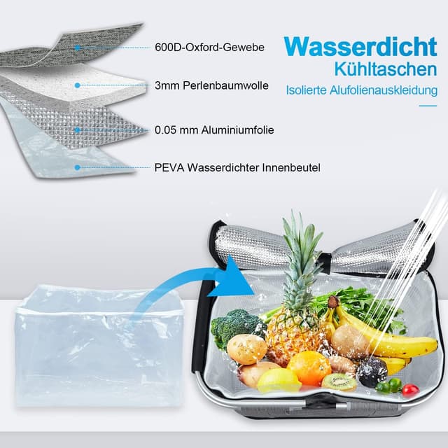 Detalle 2 de LIQINGG 35L Kühltasche Einkaufskorb