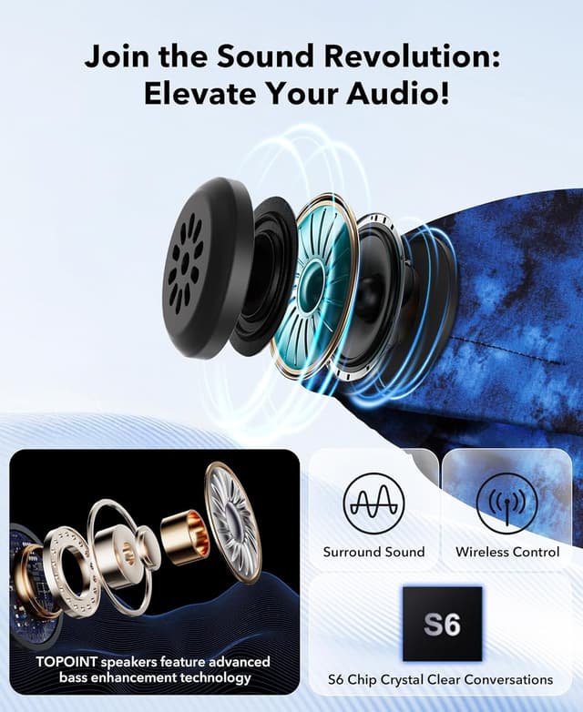 Detalle de TOPOINT Sleep Headphones Headband with Bluetooth 5.4 – sweatproof, ultra-thin stereo speakers