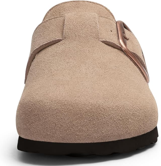 Detalle 2 de KIDMI Genuine Suede Clogs for Women with Memory Foam Cork Footbed and Big Buckle