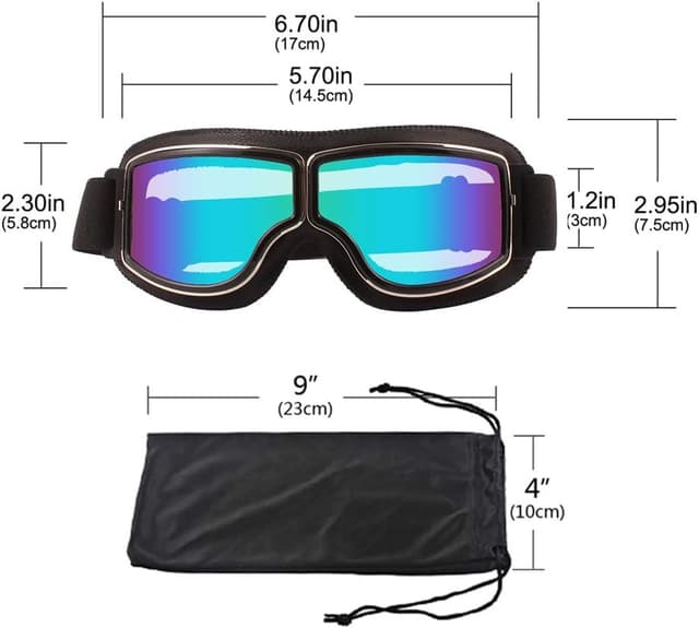 Detalle 2 de Ashilun Retro Pilot motorcycle goggles fog-proof
