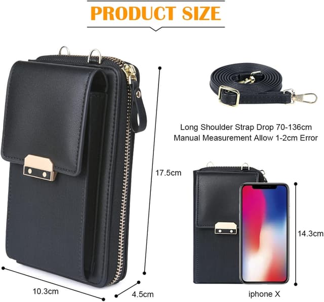 Detalle 2 de Aucuu Petit sac téléphone femme en cuir PU mini crossbody avec bandoulière réglable