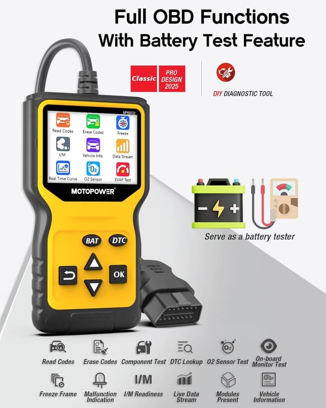 Detalle 2 de MOTOPOWER MP69033 Pro OBD2 scanner with battery test