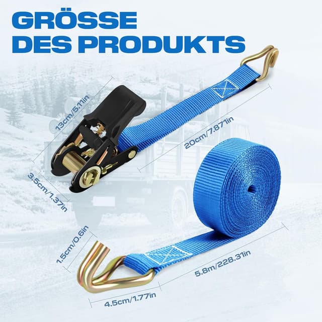 Thumbnail 6 de IAZZCO 6M Spanngurte mit Ratsche 25 mm 800 kg