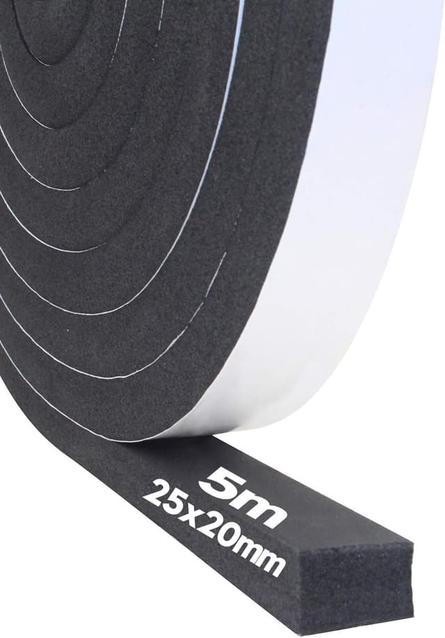 Detalle de Storystore Bande d’étanchéité autocollante en mousse (25 mm) pour portes et fenêtres – longueur totale 5 m