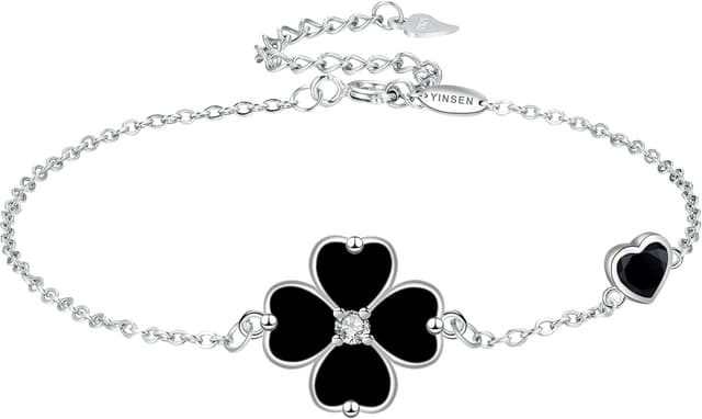 Detalle de Yinsen Kleeblatt-Armband Damen aus 925 Sterling Silber (glücksbringe) in Geschenkbox