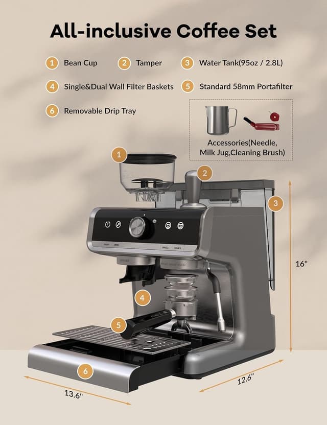 Thumbnail 2 de Aptliton Bean to Cup Coffee Machine 15 Bar